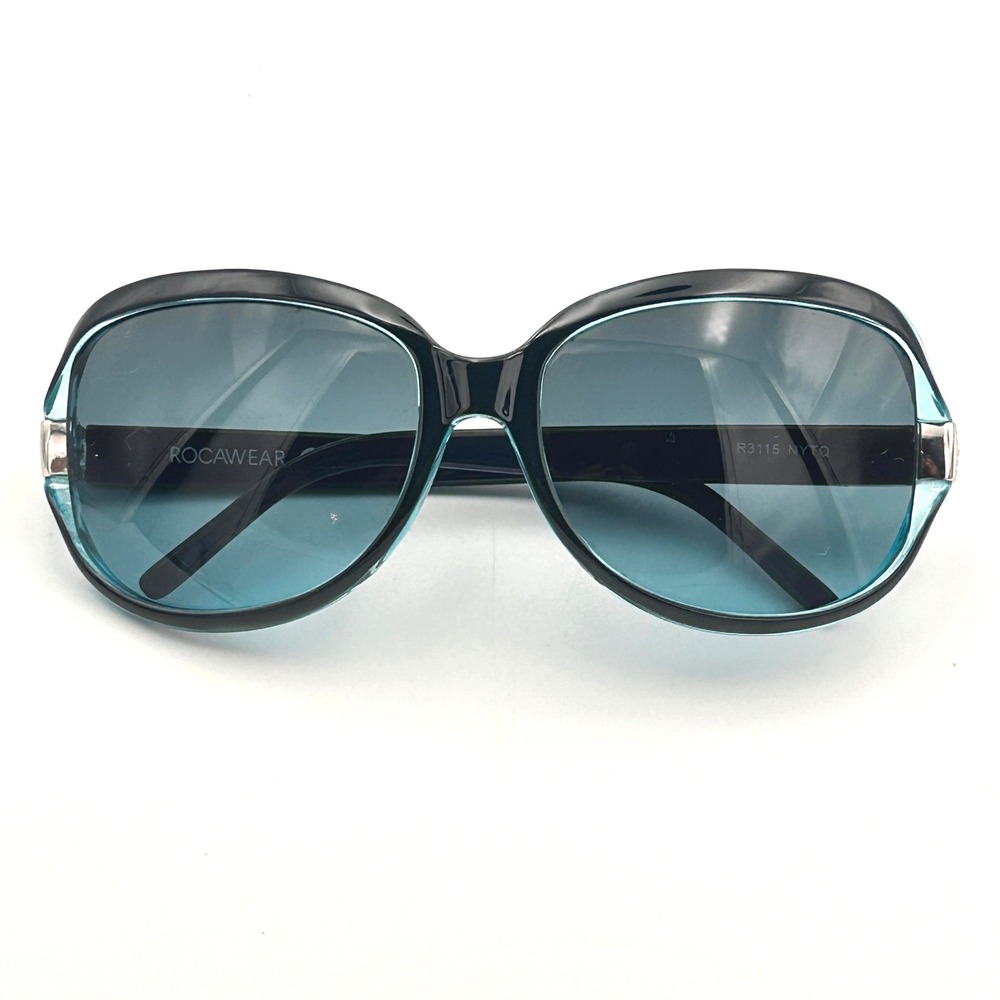 Rocawear Sunglasses Womens Oversized R3115 NYTQ Teal Blue Black Y2K Glam